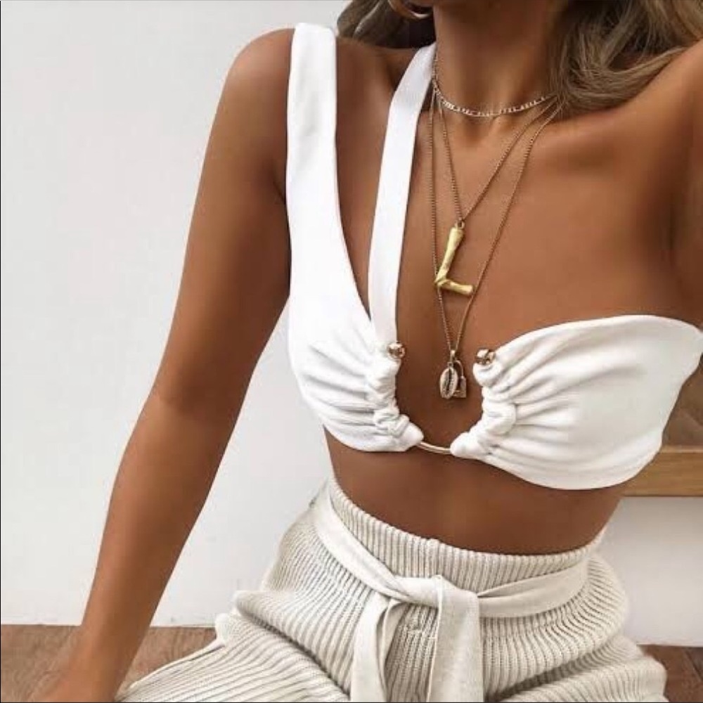 House of CB White Sasa Crop Top